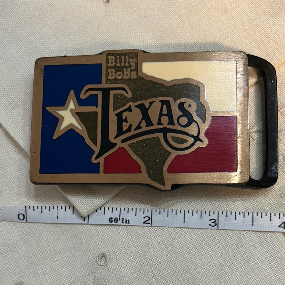 Dry Goods Texas Belt Buckle - Red, Blue, Gold